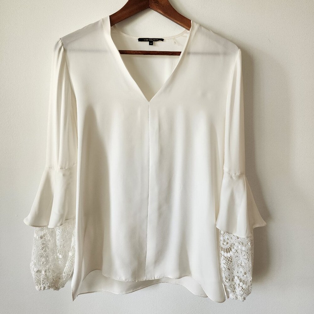 Kobi Halperin Silk Long Sleeve Lace Detail Blouse